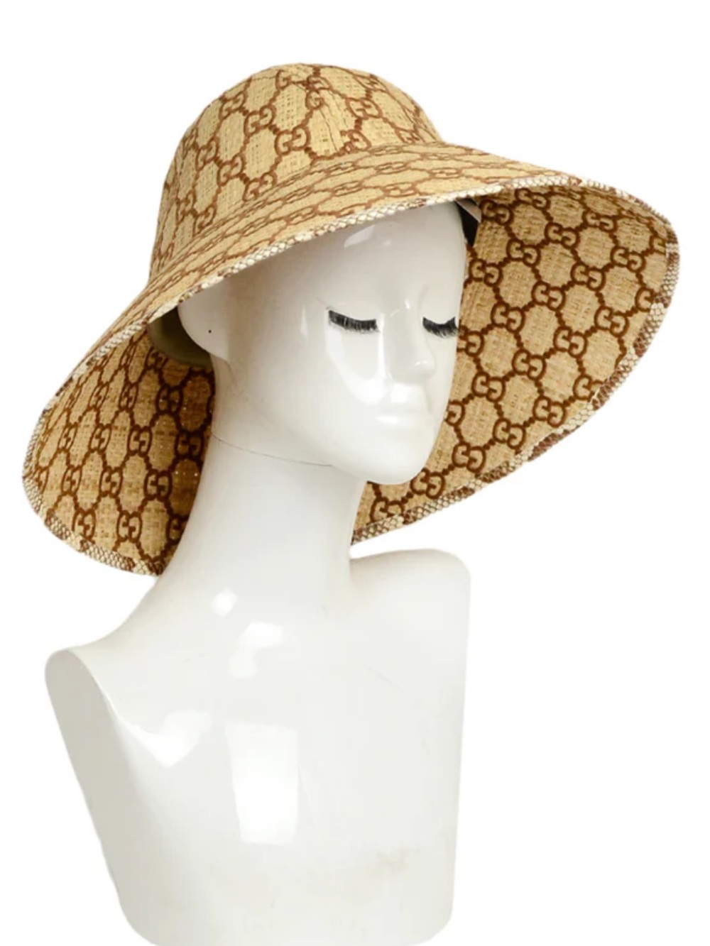 Gucci GG Monogram raffia hat with python trim - Picture 6 of 6